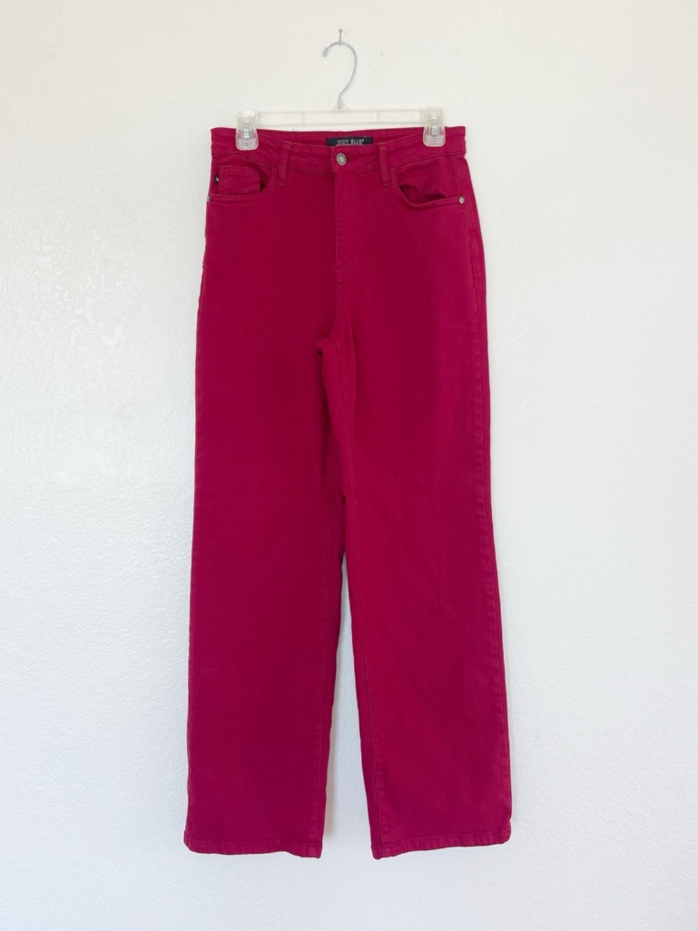 Judy Blue Red Heart Pocket Jeans High Waist Wide Leg Denim Pants Garment Dyed 28 - Picture 4 of 8